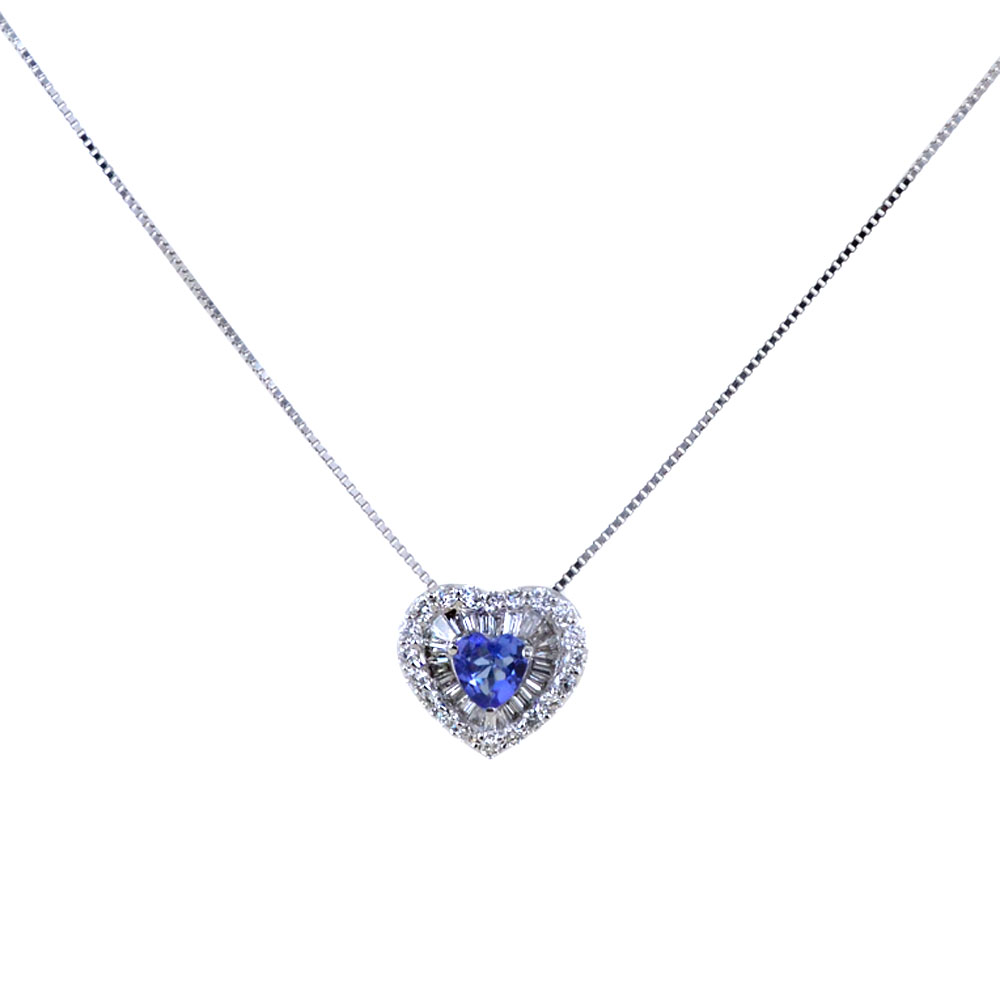 Girocollo Cuore tanzanite Blu e Diamanti modello Tanzanja