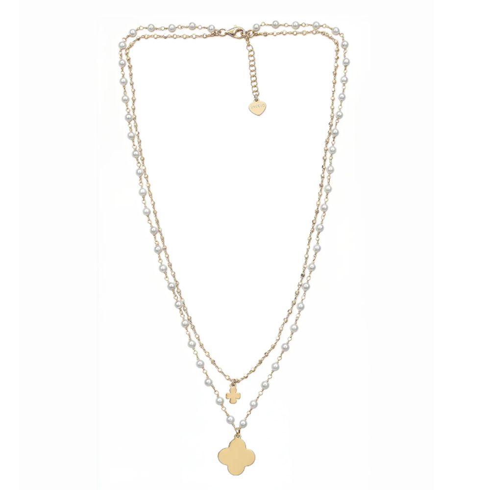 Girocollo Dvccio argento oro giallo 24 kt perle