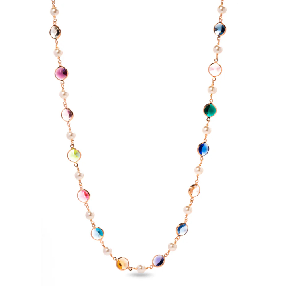 Girocollo Dvccio argento oro rosa 24 kt quarzi colorati