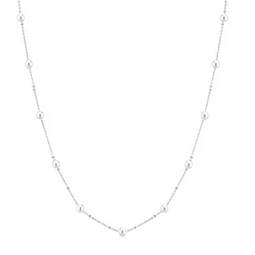 Girocollo in oro Bianco con perle di acqua dolce 3.50 - 4.00 mm