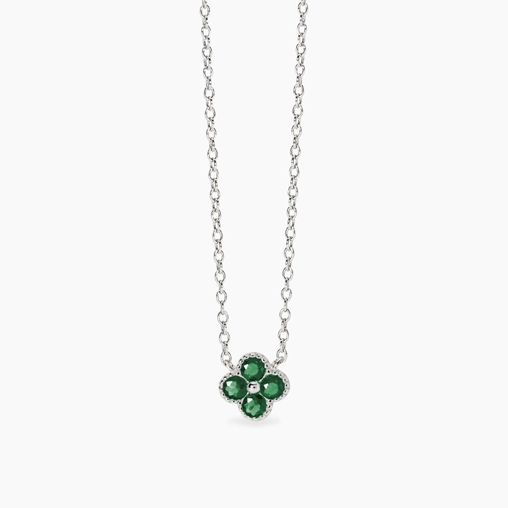 Girocollo Mabina in argento con fiore verde Jasmine 553795
