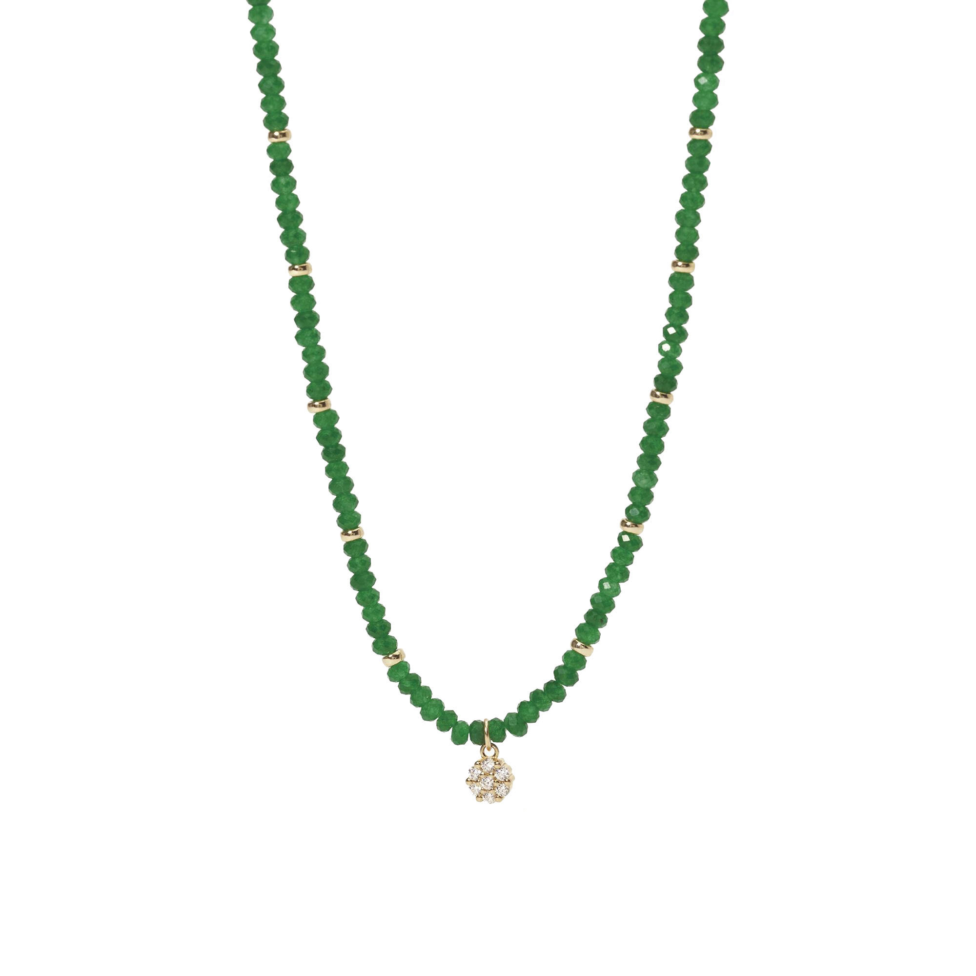 Girocollo Mabina in argento con Giada verde e charm a forma di fiore 553463