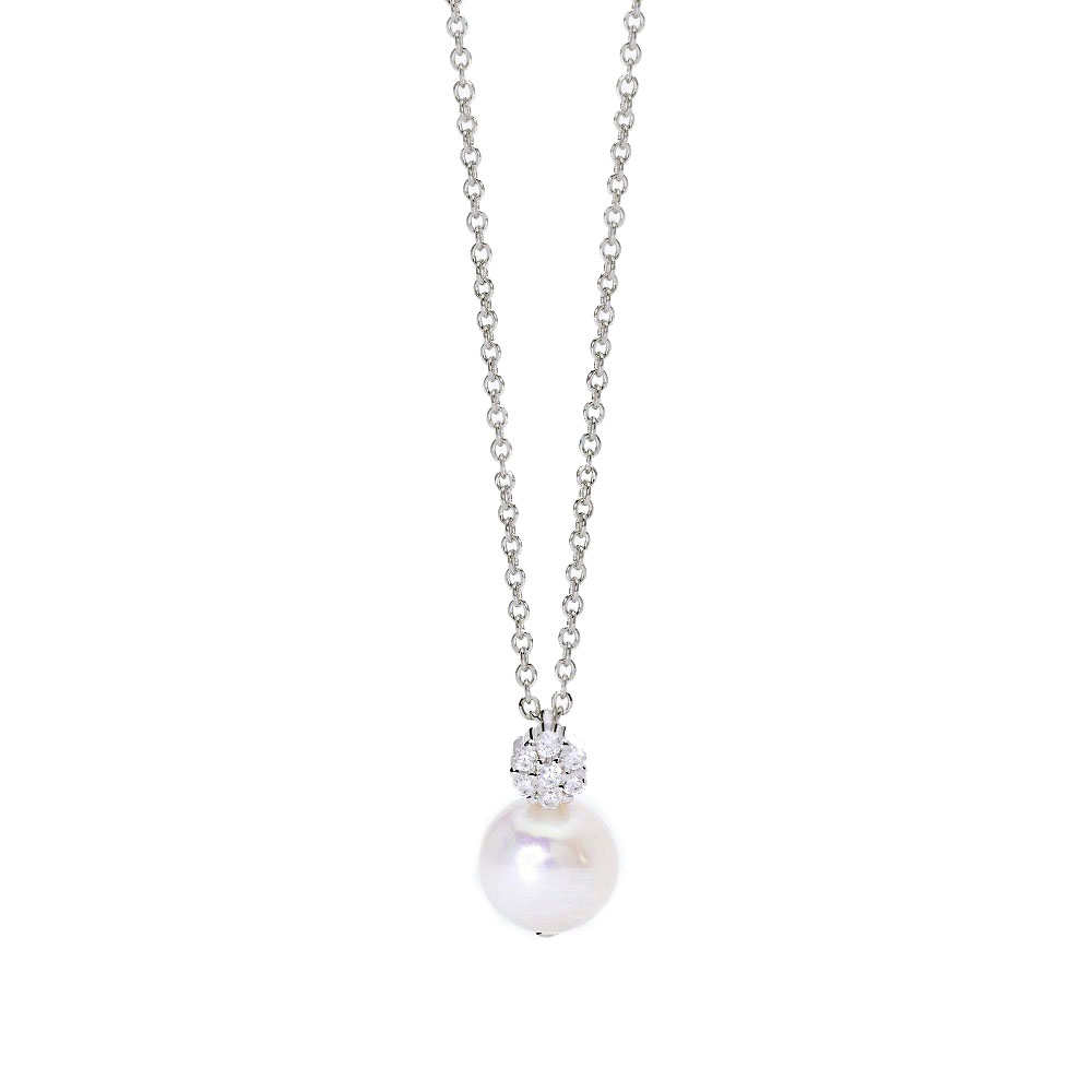 Girocollo Mabina in argento con perla e zirconi 553546