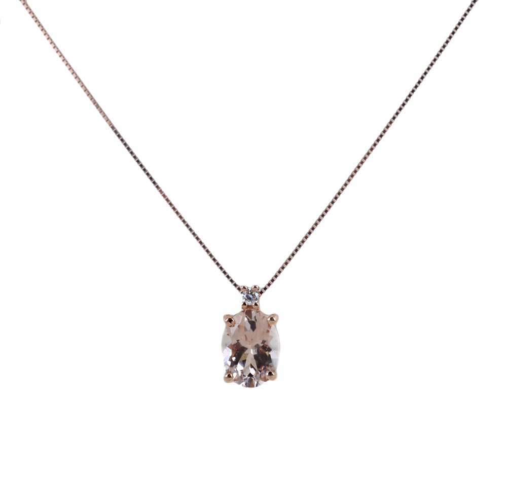 Girocollo Morganite e Diamante modello Mahila grande