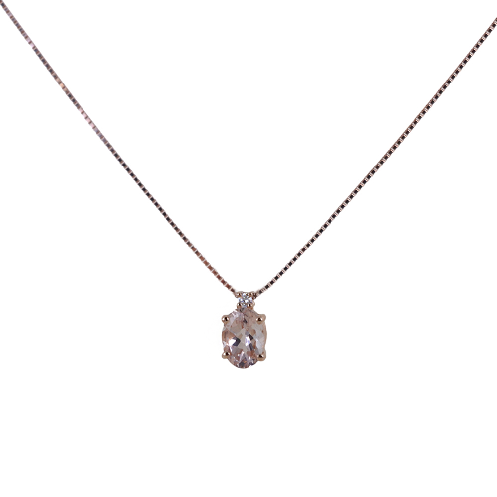 Girocollo Morganite e Diamante modello Mahila medio