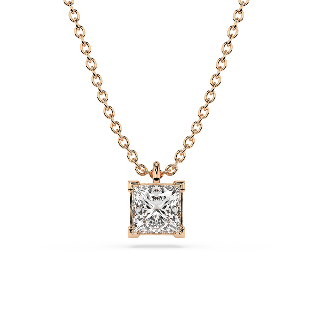 Girocollo punto luce con Diamante Lab Grown 0.72 ct taglio princess 