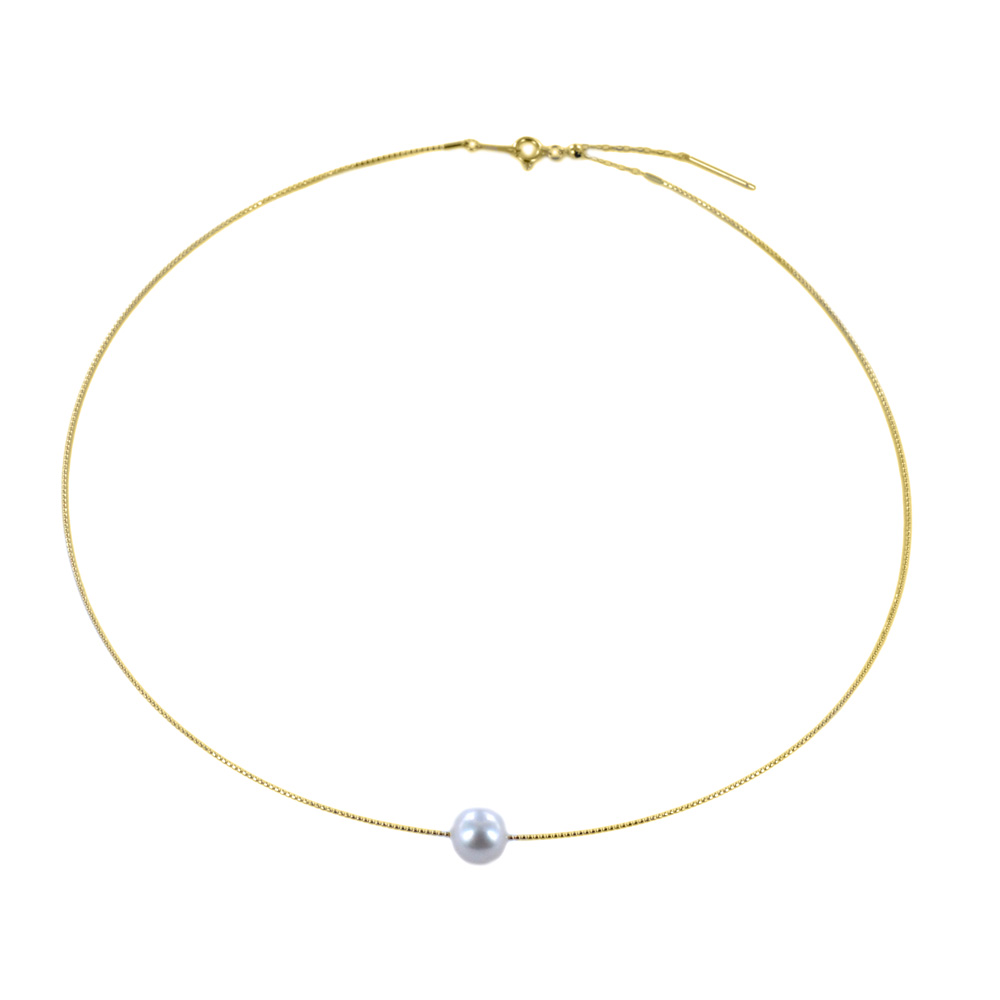 Girocollo rigido in oro giallo con perla di acqua dolce 8.50 - 9.00