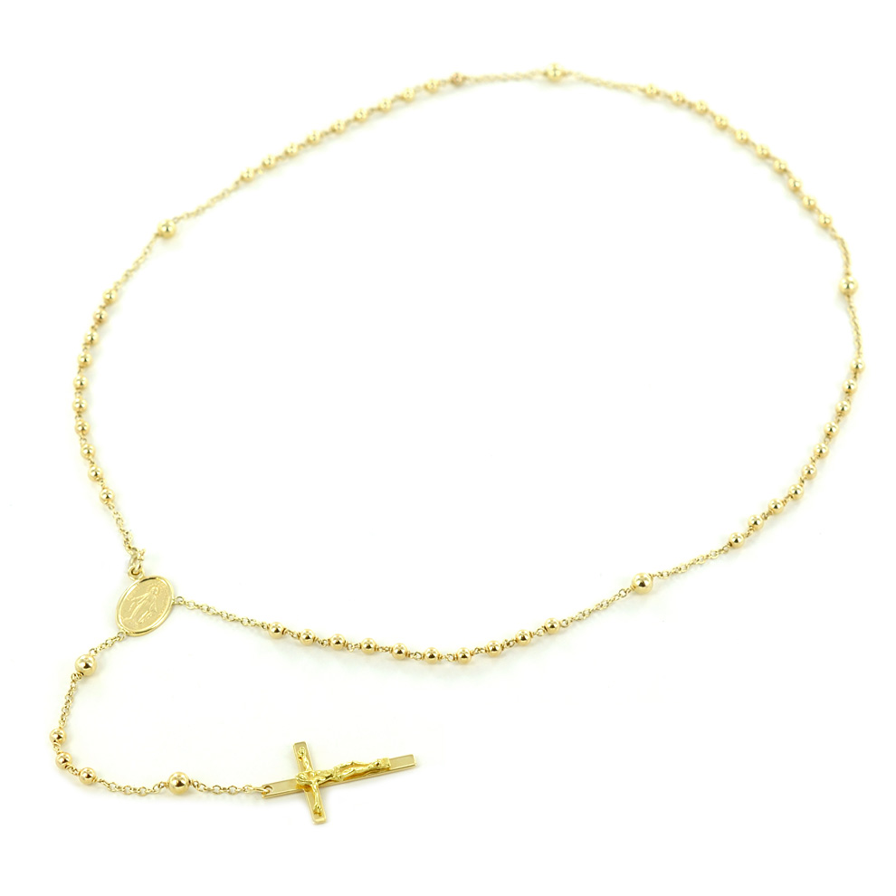 Girocollo Rosario in oro giallo con Madonna Miracolosa