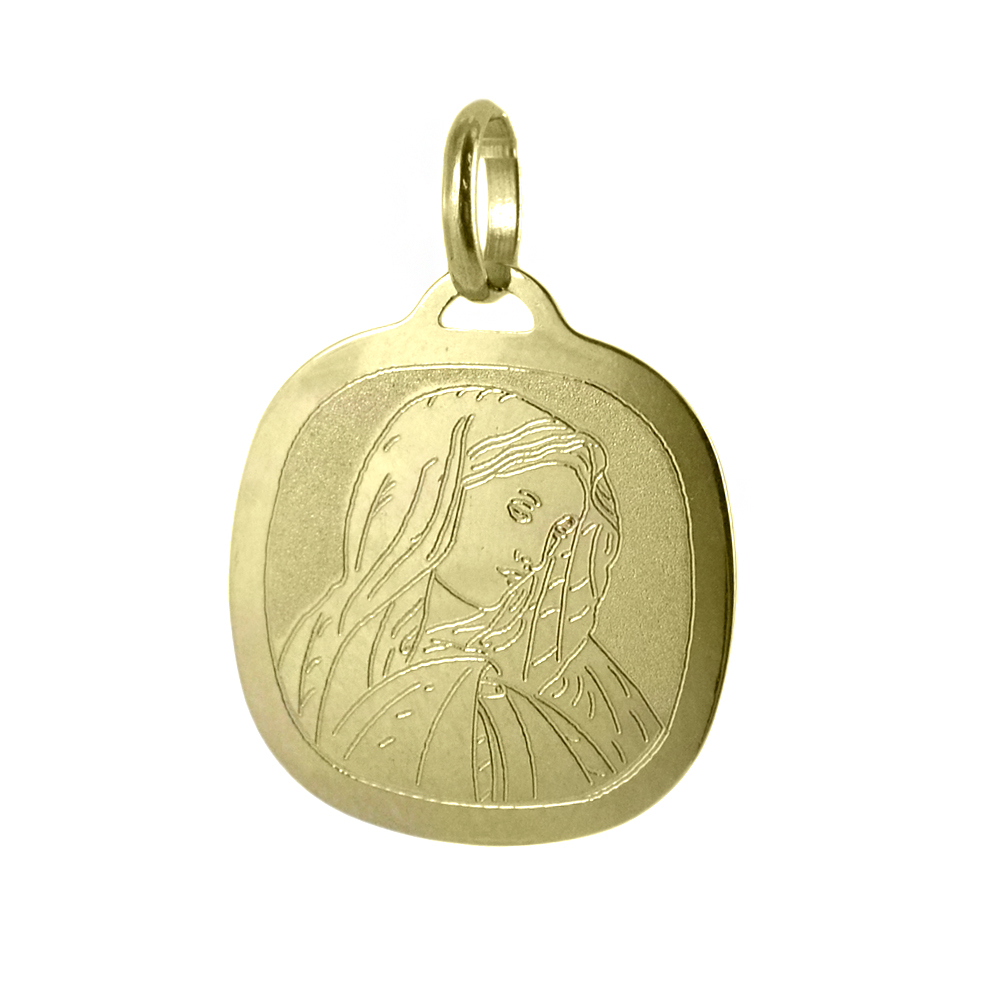 Medaglia Madonna Addolorata in oro giallo 18 kt