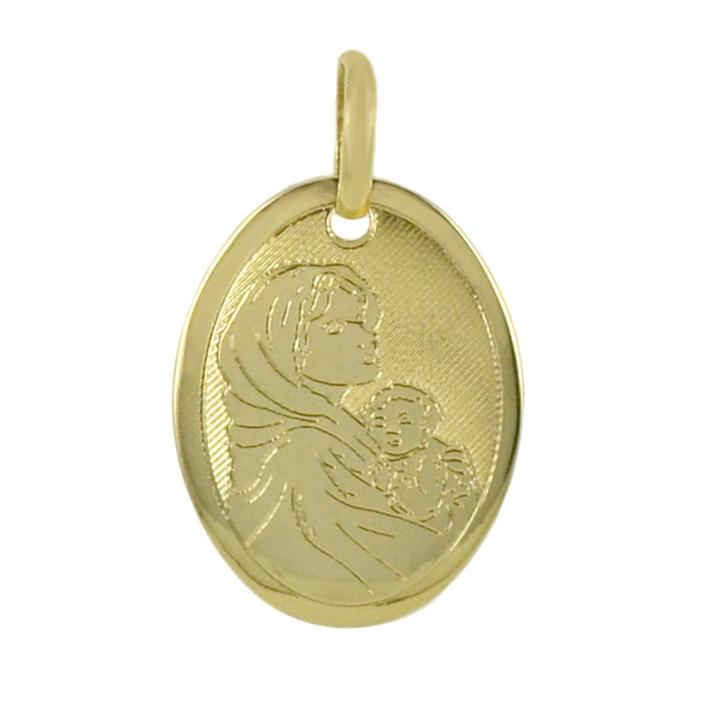 Medaglia Madonna del Ferruzzi con bambino in oro giallo 18 kt