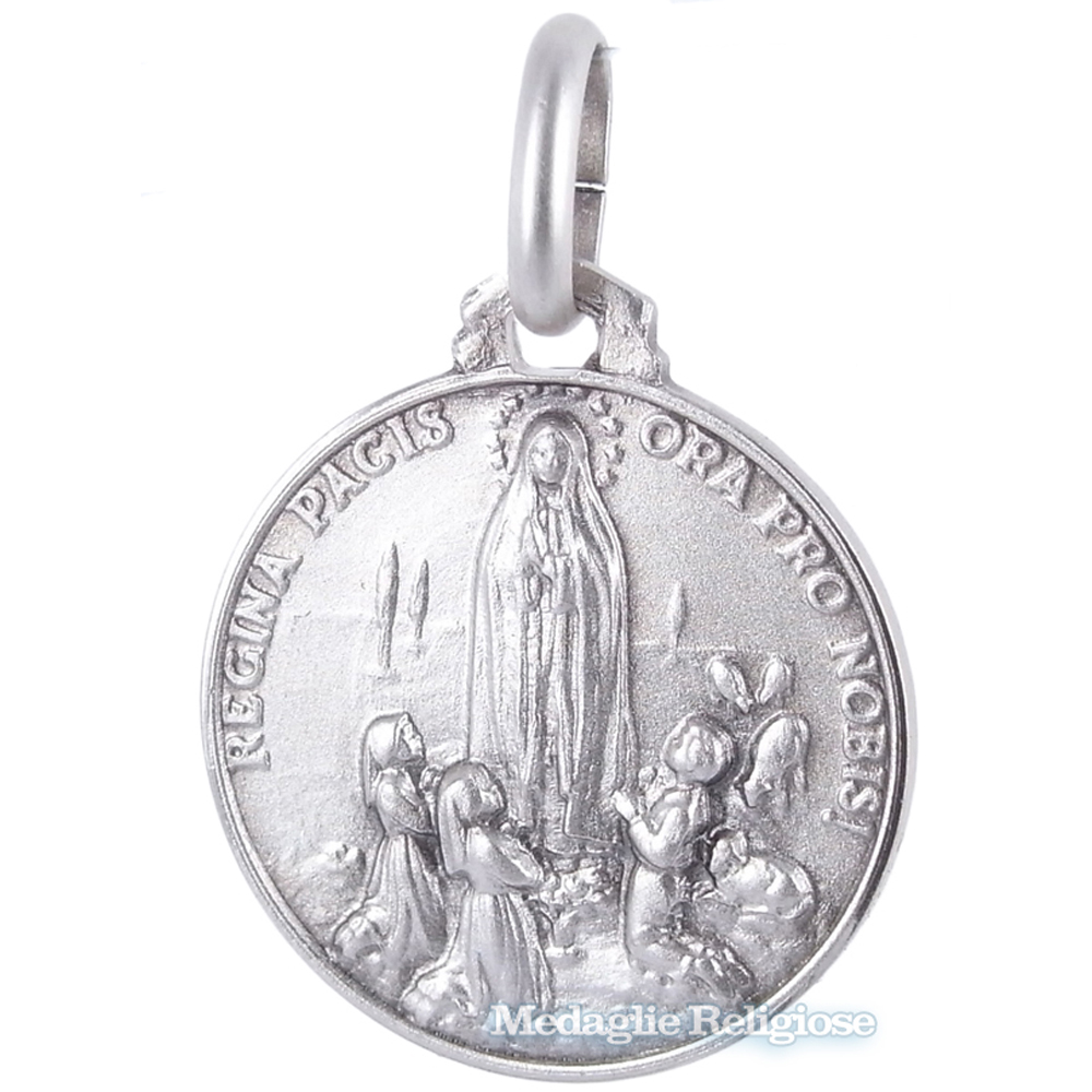 Medaglia Madonna di Fatima in argento 21 mm Regina Pacis Ora Pro Nobis
