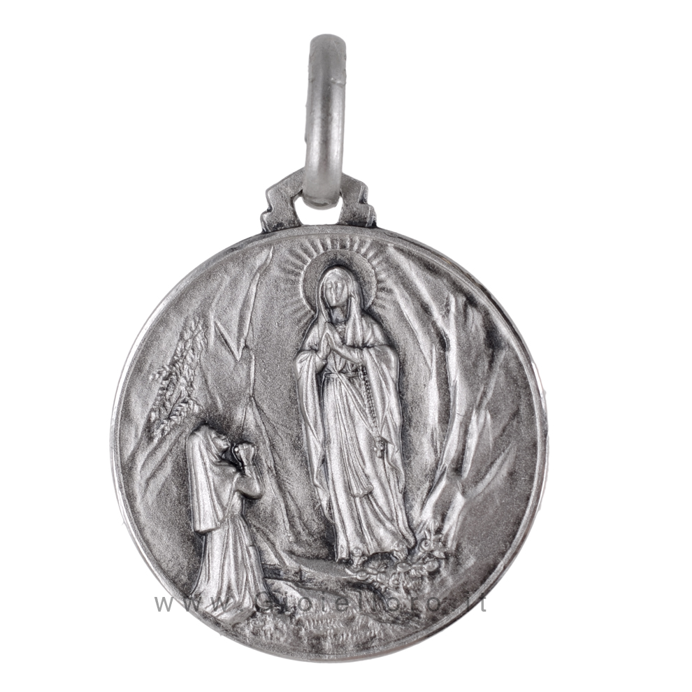 Medaglia Madonna di Lourdes in argento 14 mm