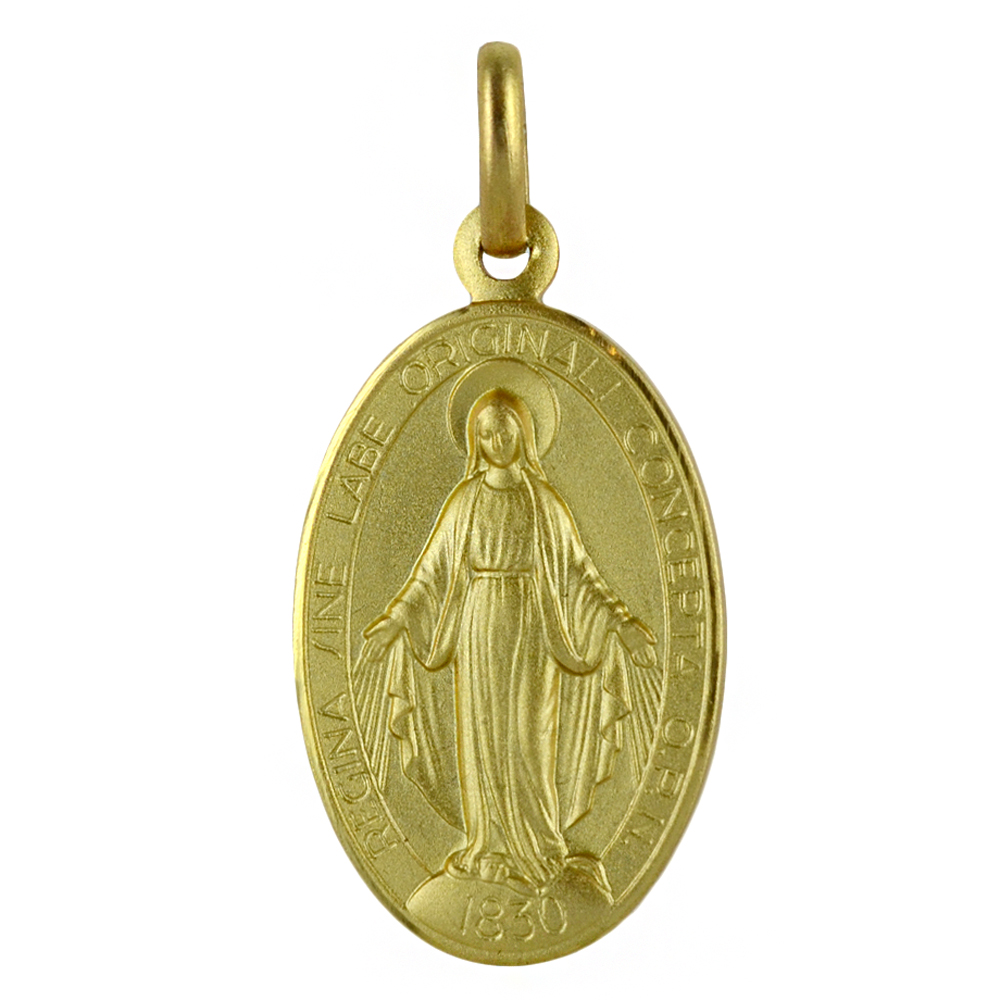 Medaglia Madonna Miracolosa in oro giallo 21X14 mm Grande 