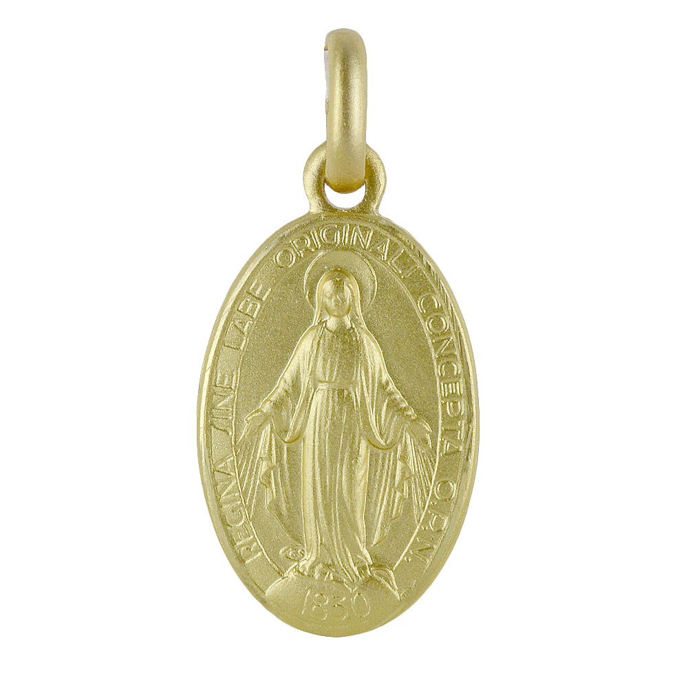 Medaglia Madonna Miracolosa Media  in oro giallo 16X11 mm 