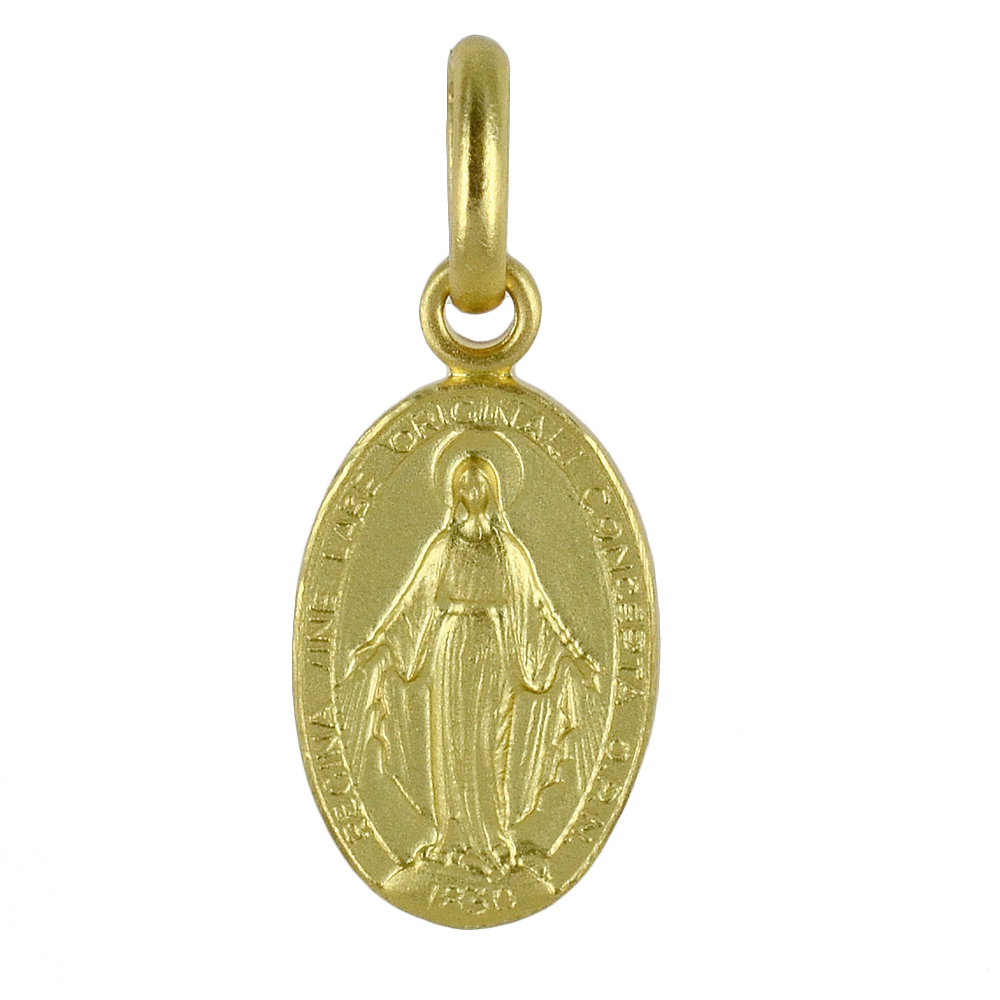 Medaglia Madonna Miracolosa Piccola in oro giallo 12 X 8 mm 