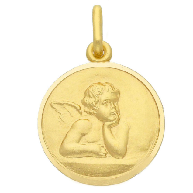 Medaglia religiosa in oro con Angelo Cherubino 17 mm