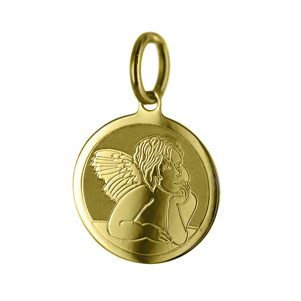 Medaglia religiosa in oro giallo Angelo Cherubino 14X22 mm