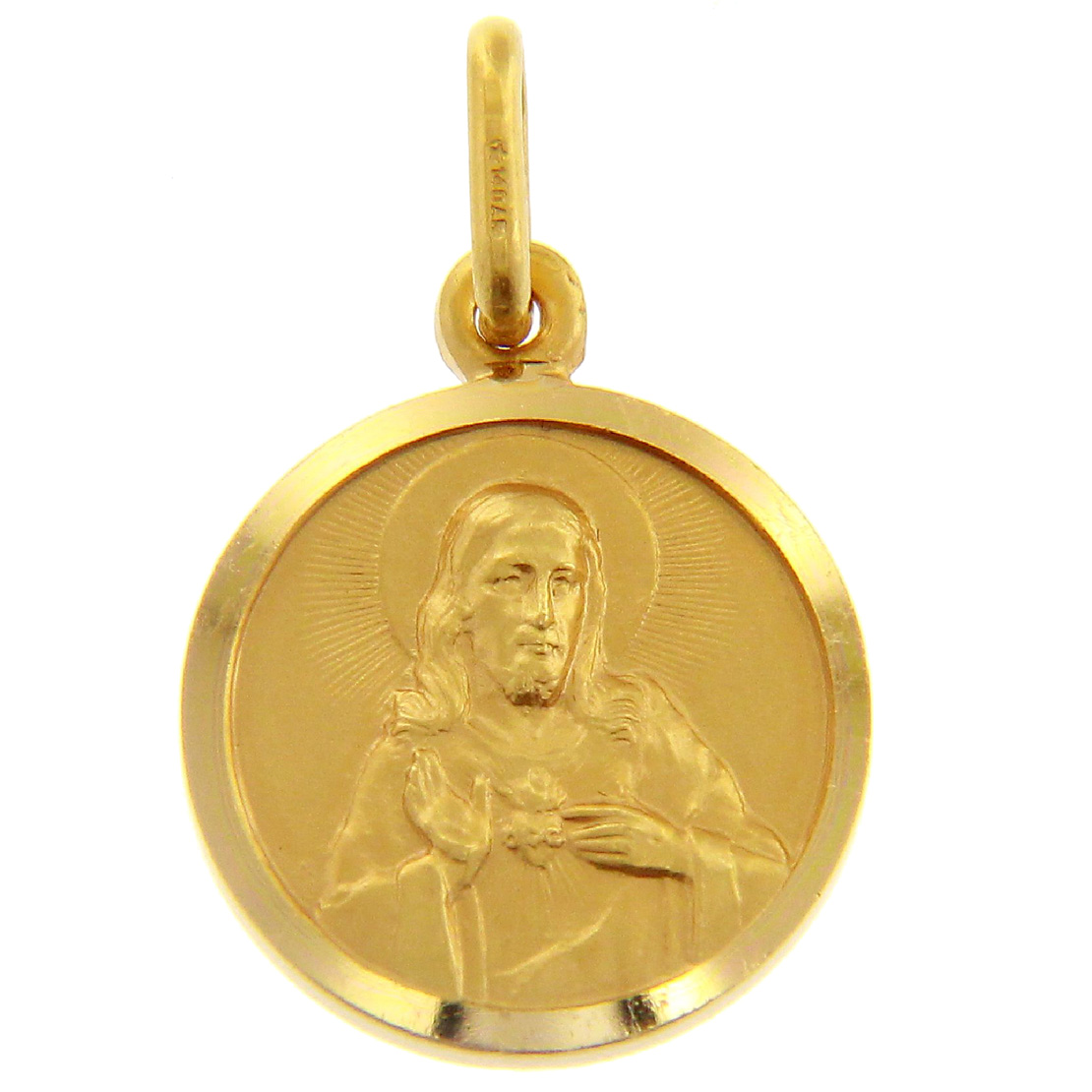 Medaglia Sacro Cuore Scapolare Madonna Carmine in oro giallo 17 mm