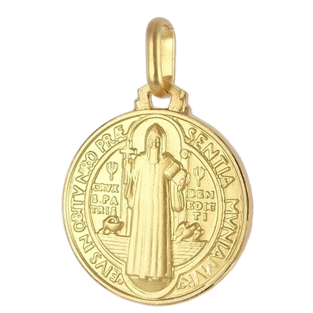 Medaglia San Benedetto in oro giallo 18 mm