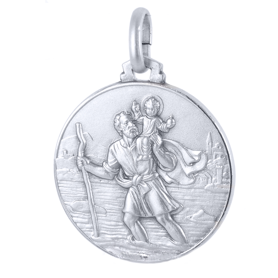 Medaglia San Cristoforo in argento 30 mm
