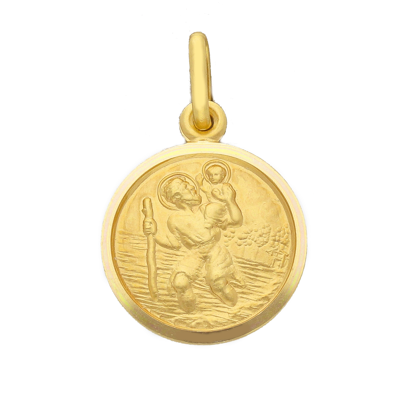 Medaglia San Cristoforo in oro giallo 15 mm