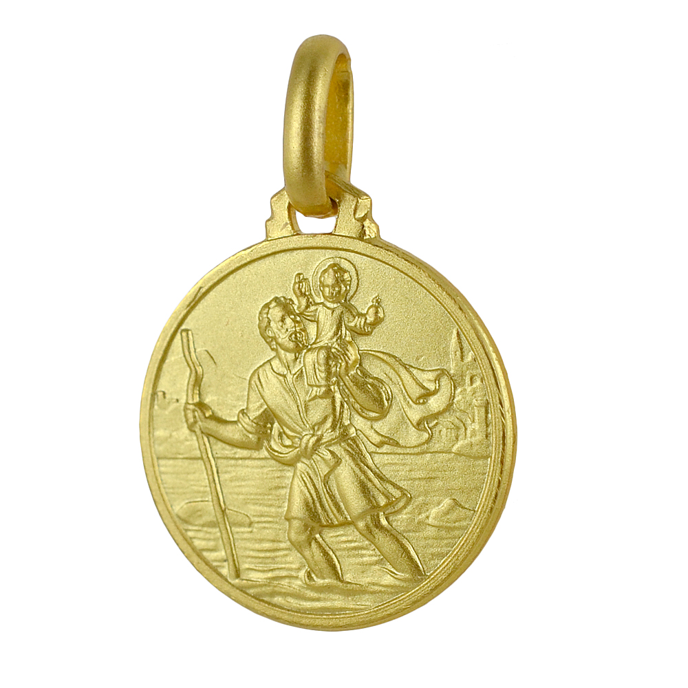 Medaglia San Cristoforo in oro giallo 16 mm