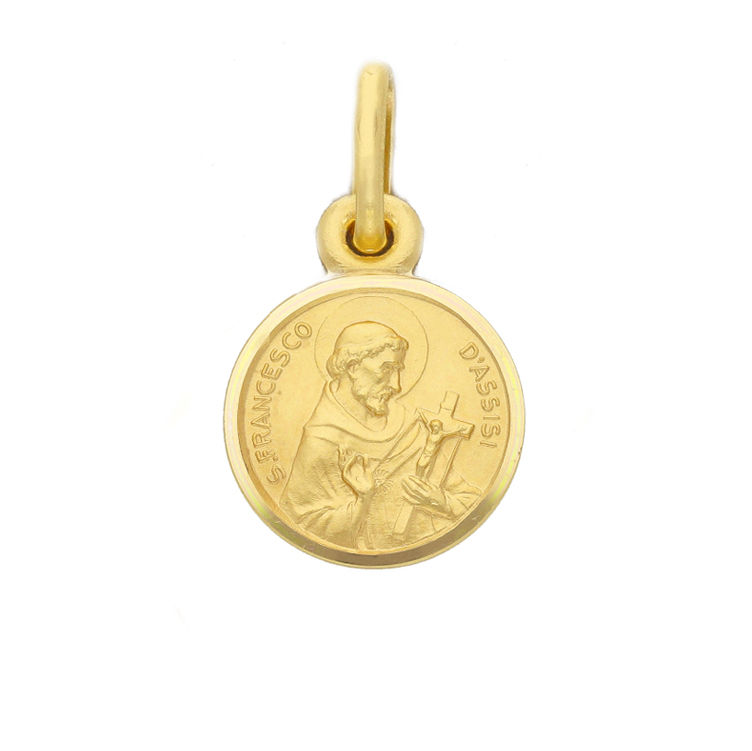 Medaglia San Francesco d'Assisi in oro giallo 11 mm