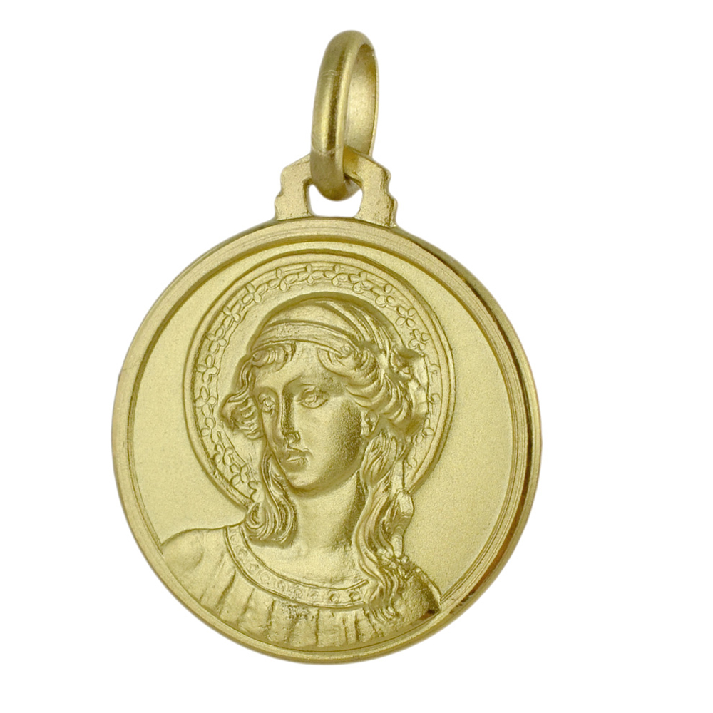Medaglia San Gabriele Arcangelo in oro giallo 16 mm