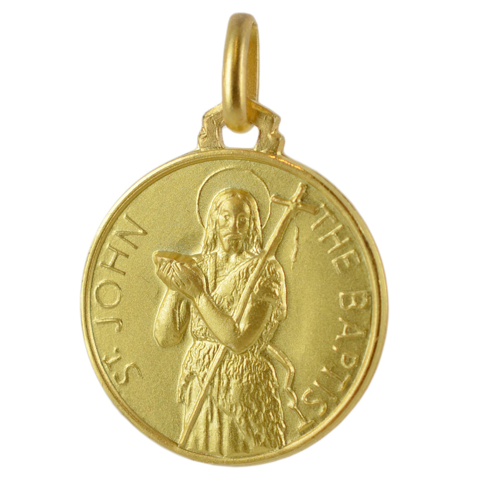 Medaglia San Giovanni Battista in oro giallo 14 mm