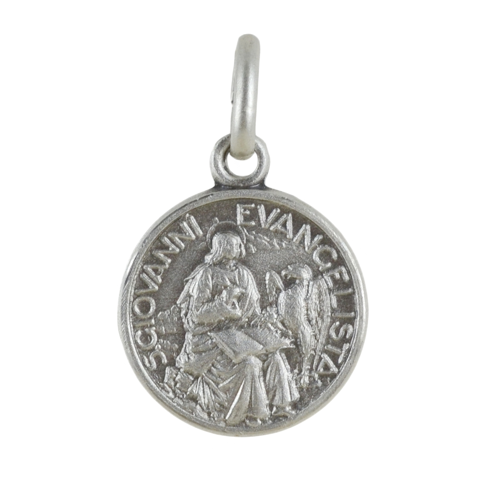 Medaglia San Giovanni Evangelista in argento 12 mm