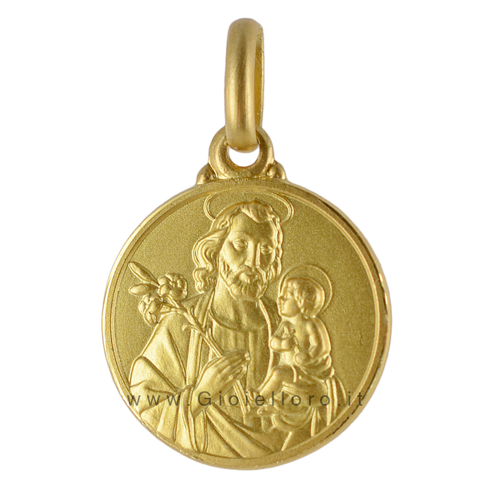 Medaglia San Giuseppe in oro giallo 18 kt 16 mm