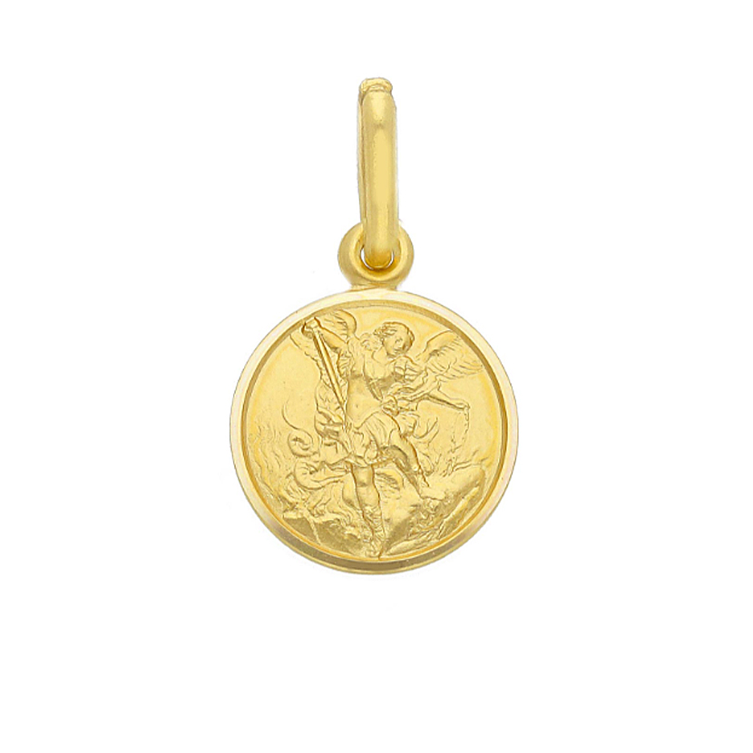 Medaglia San Michele in oro giallo 11 mm