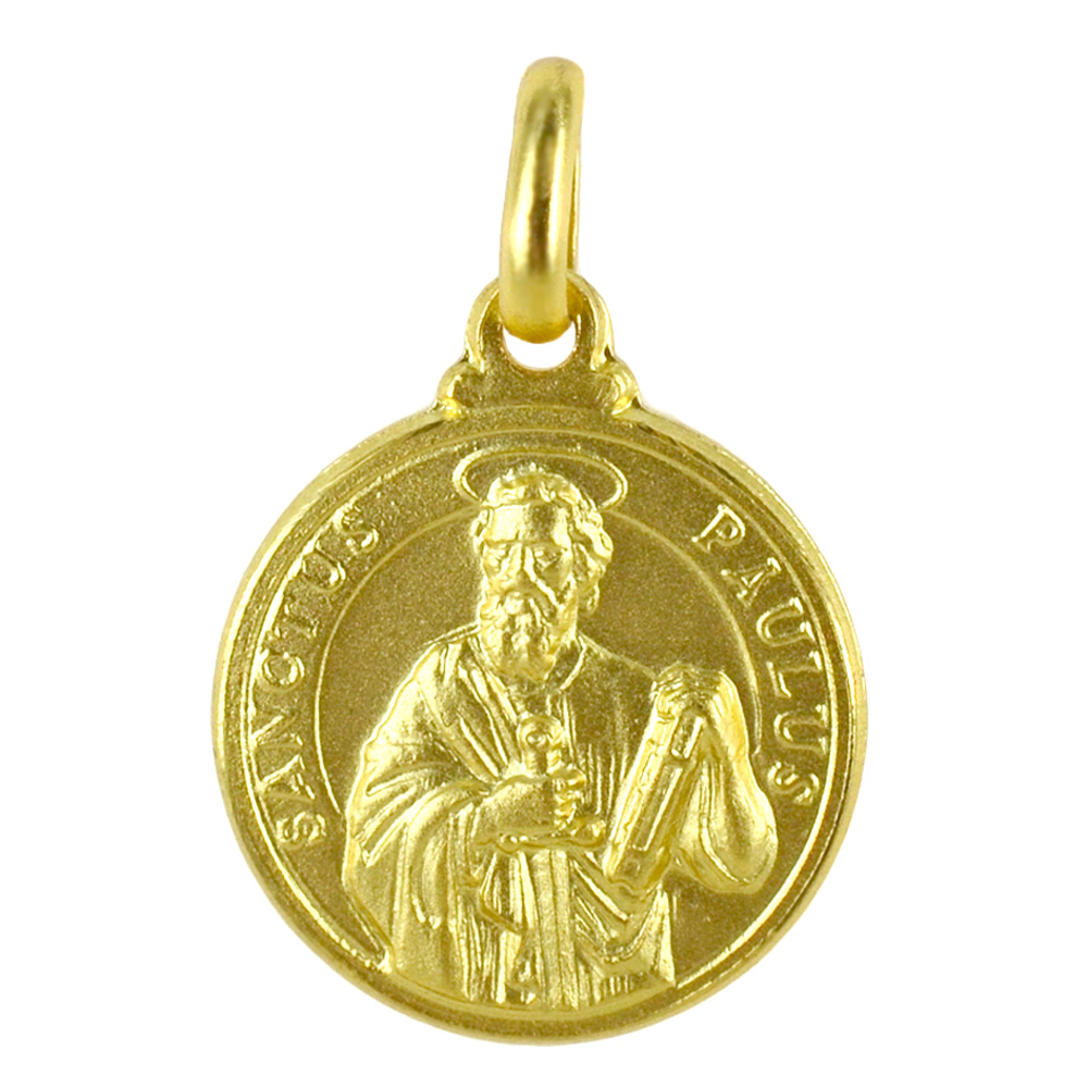 Medaglia San Paolo in oro giallo 18 kt 14 mm