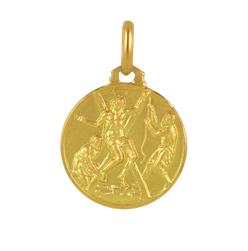 Medaglia Sant Andrea in oro giallo 18 kt 16 mm