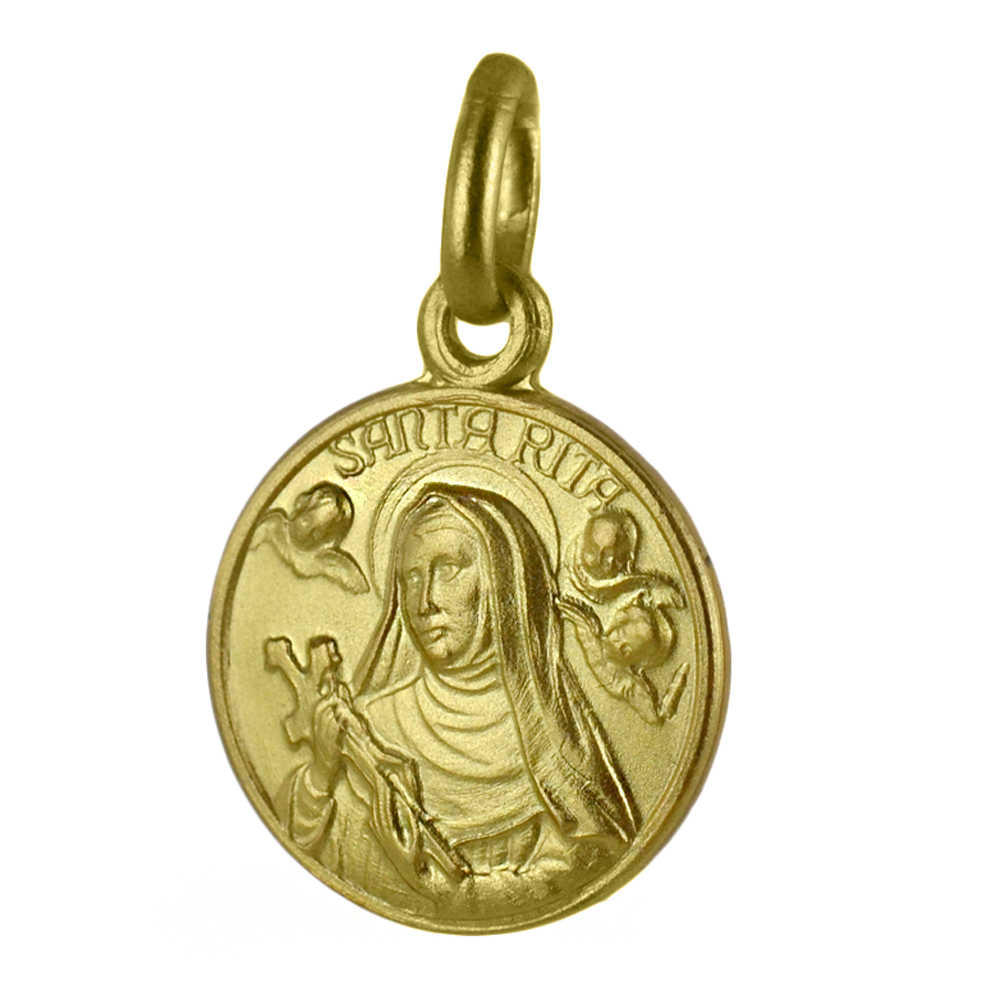 Medaglia Santa Rita in oro giallo 12 mm