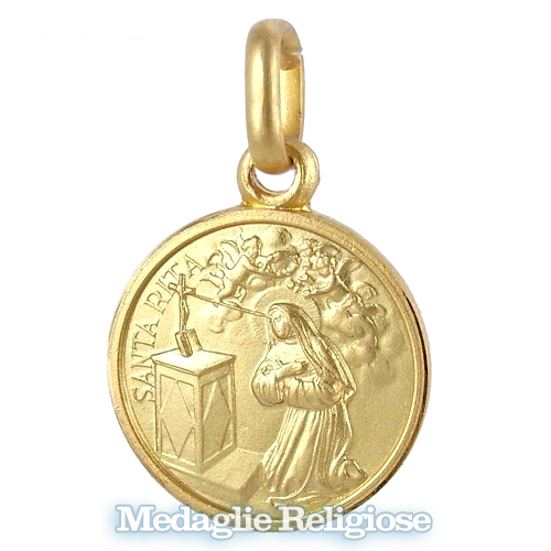 Medaglia Santa Rita in oro giallo 16 mm