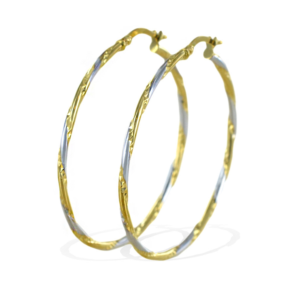 Grandi Orecchini A Cerchio Smaltati Giallo Brillante, Diametro 55 Mm, Placcati Argento, Chiusura A Frizione