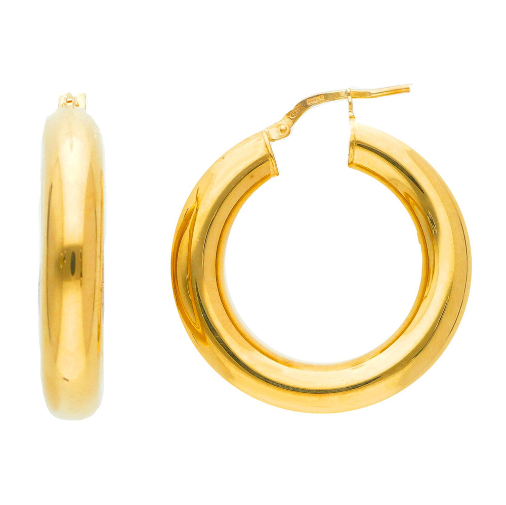 Orecchini a cerchio in argento dorato medi 32 mm orecchini campanella bombata