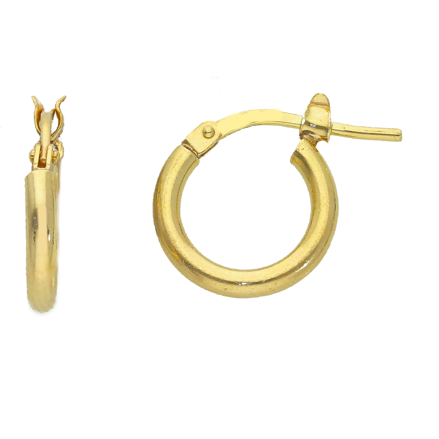Orecchini a cerchio in argento dorato piccoli 11 mm orecchini campanella sottile