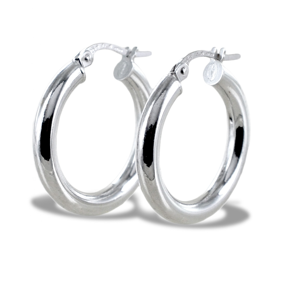 Orecchini Donna 925 Argento - Cerchio Con Ciondolo, Placcato Oro Bianco, Regalo Idea