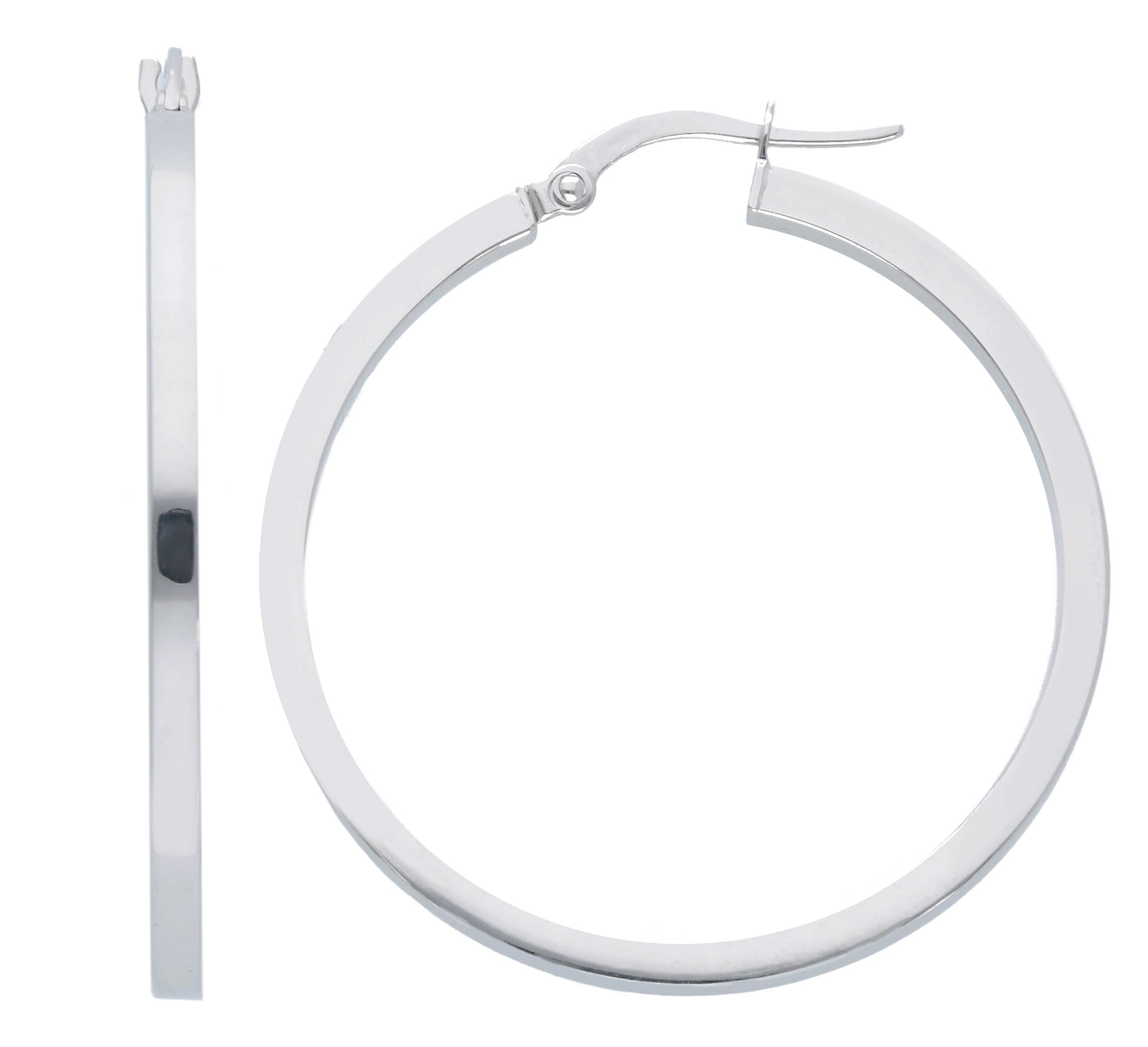 Orecchini a cerchio in oro bianco campanella media 20 mm