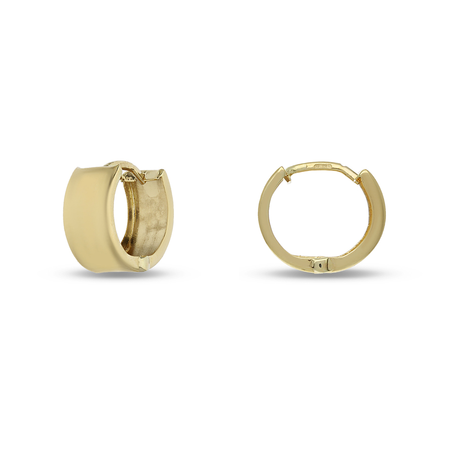 Orecchini a cerchio in oro giallo 15 mm - campanella quadrata