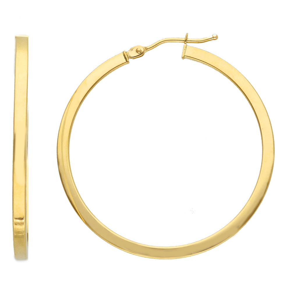 Orecchini a cerchio in oro giallo - campanella media 35 mm