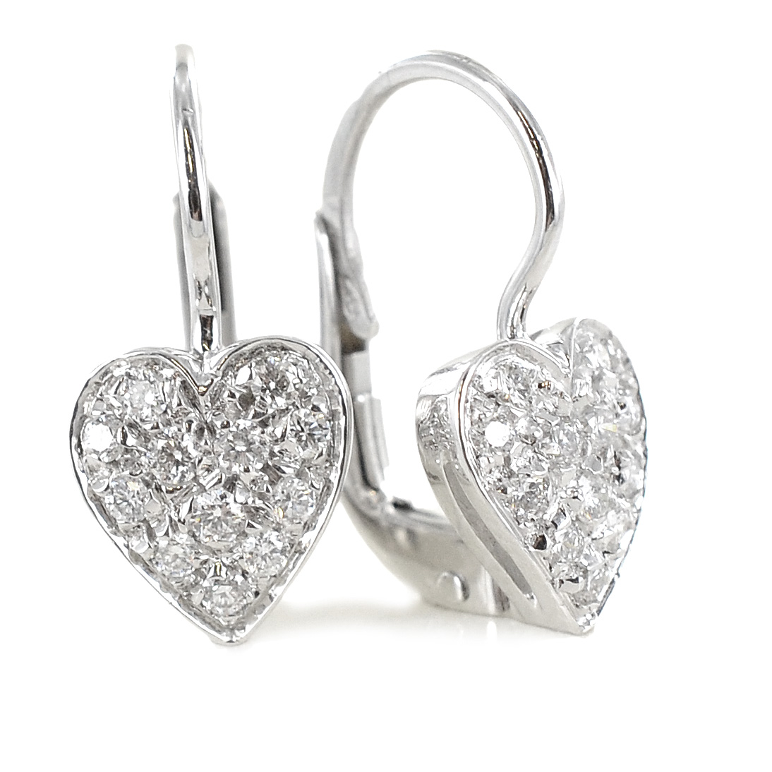 Orecchini a cuore pendente con diamanti 0.24 ct 