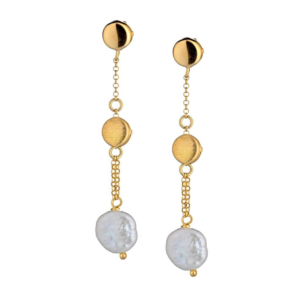 Orecchini a pendente da donna in Argento con perle flat collezione Bonton