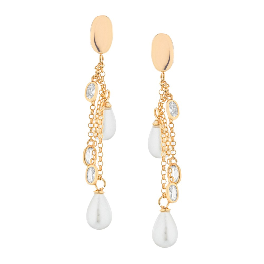 Orecchini a pendente da donna in Argento con perle flat collezione Bonton