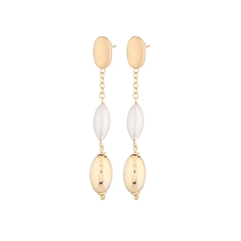 Orecchini a pendente da donna in Argento con perle flat collezione Bonton