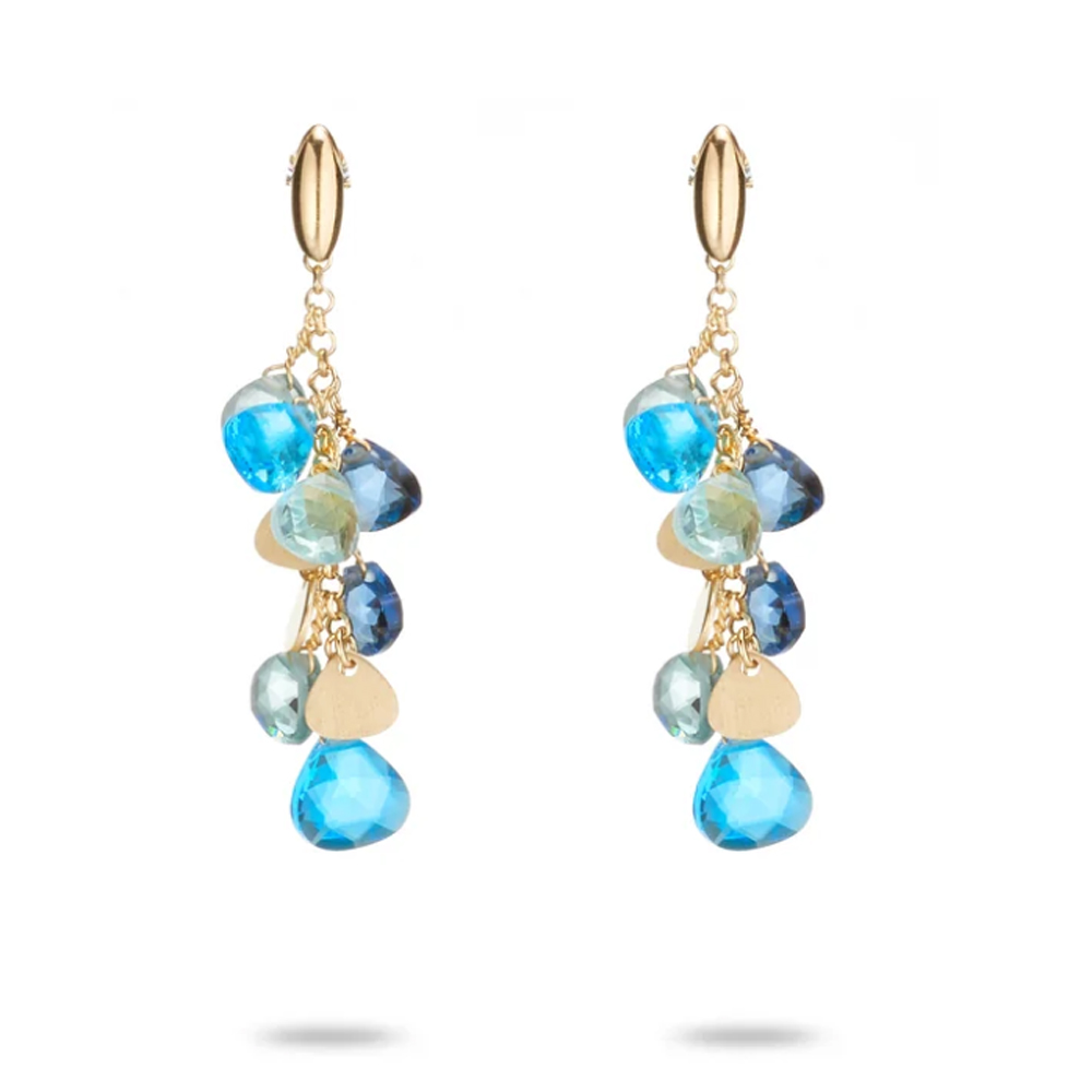 Orecchini a pendente Dvccio in argento dorato 24 kt e cristalli naturali 