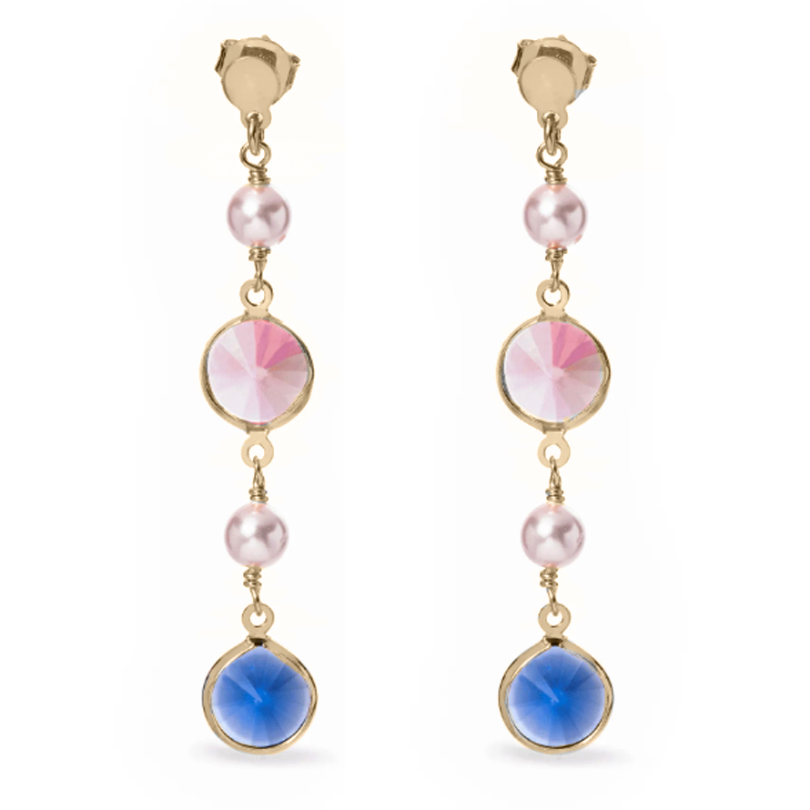 Orecchini a pendente Dvccio in argento dorato 24 kt quarzi colorati