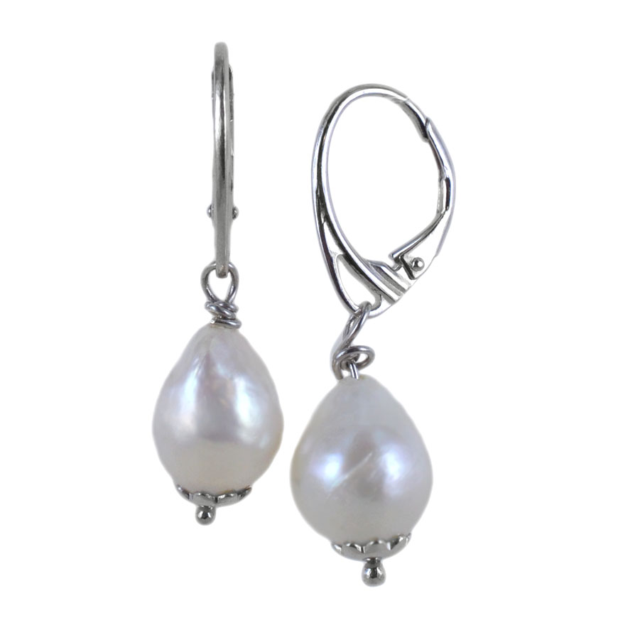 orecchini a pendente in argento con perle barocche